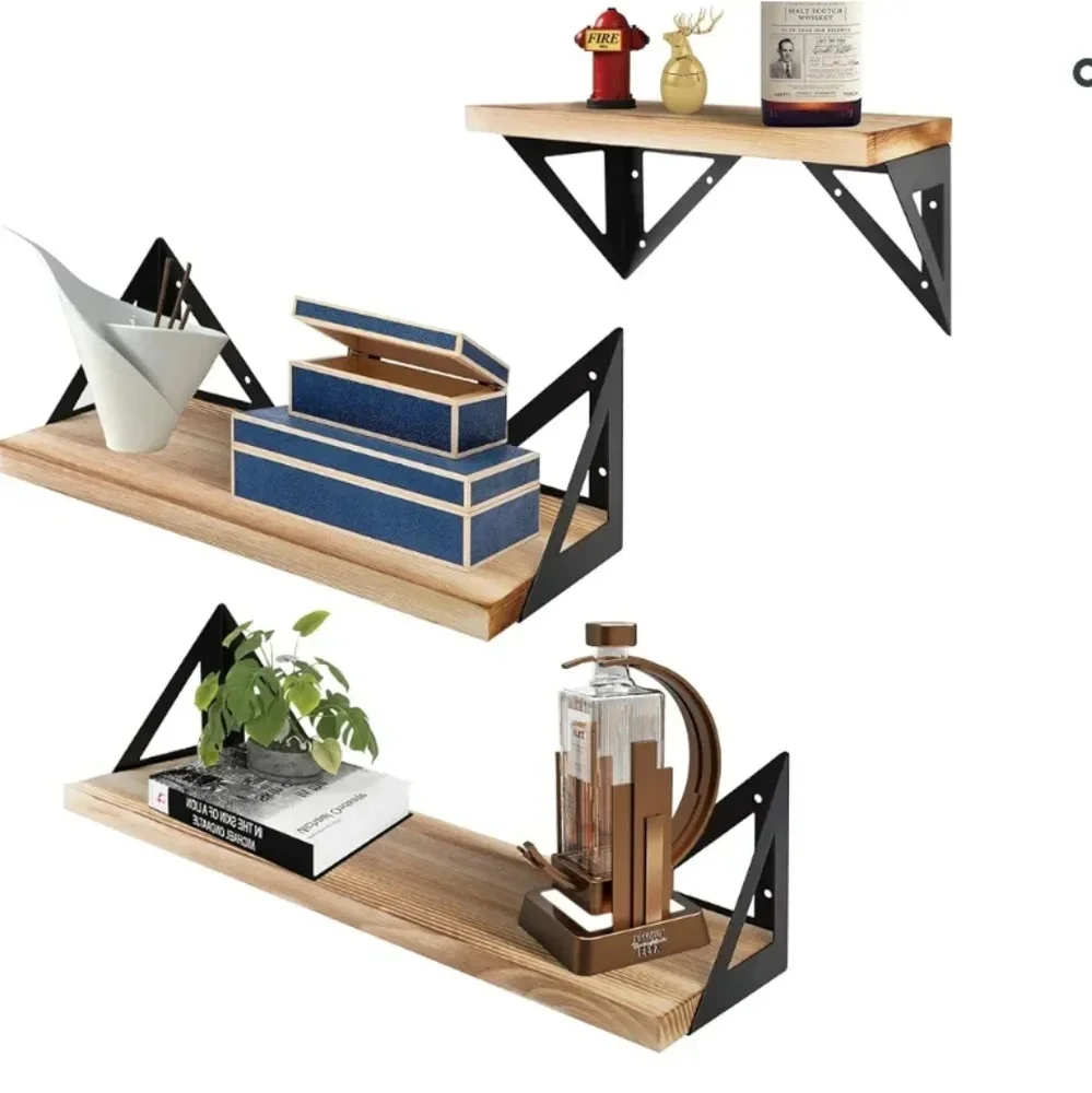 Decorative Wooden Shelves Set With Brackets